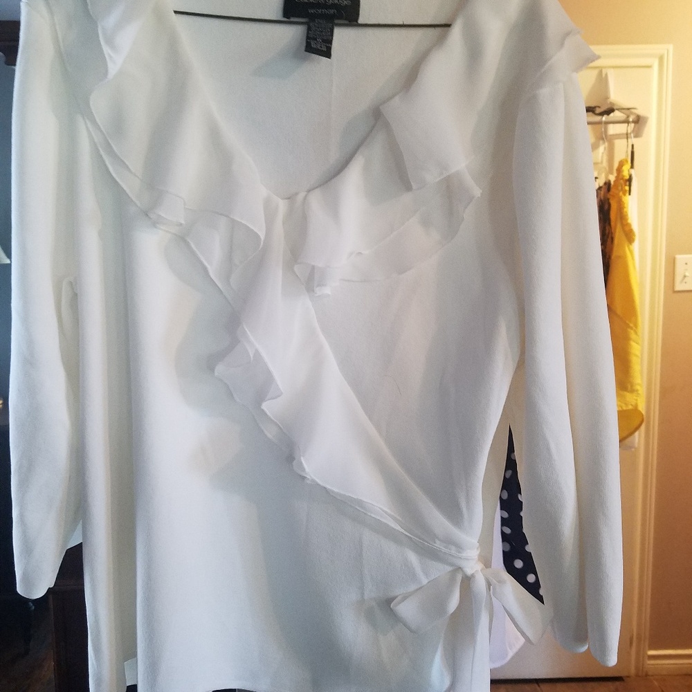 Ruffled White Sweater